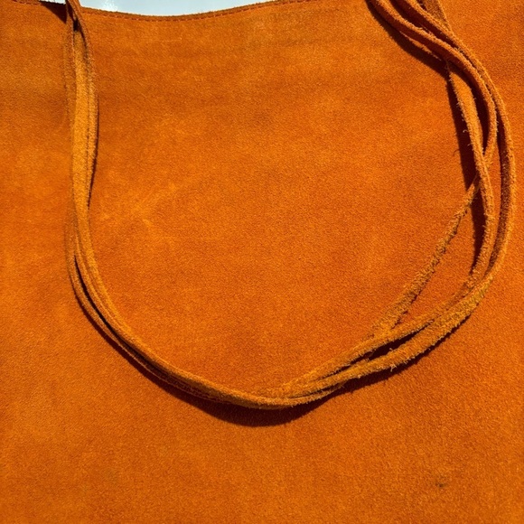 BAG TOTE PURSE Suede Orange Unbranded Shoulder Bag with Fringe - Picture 12 of 13